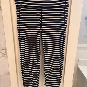 Athleta Black and White Nautical Striped Leggings